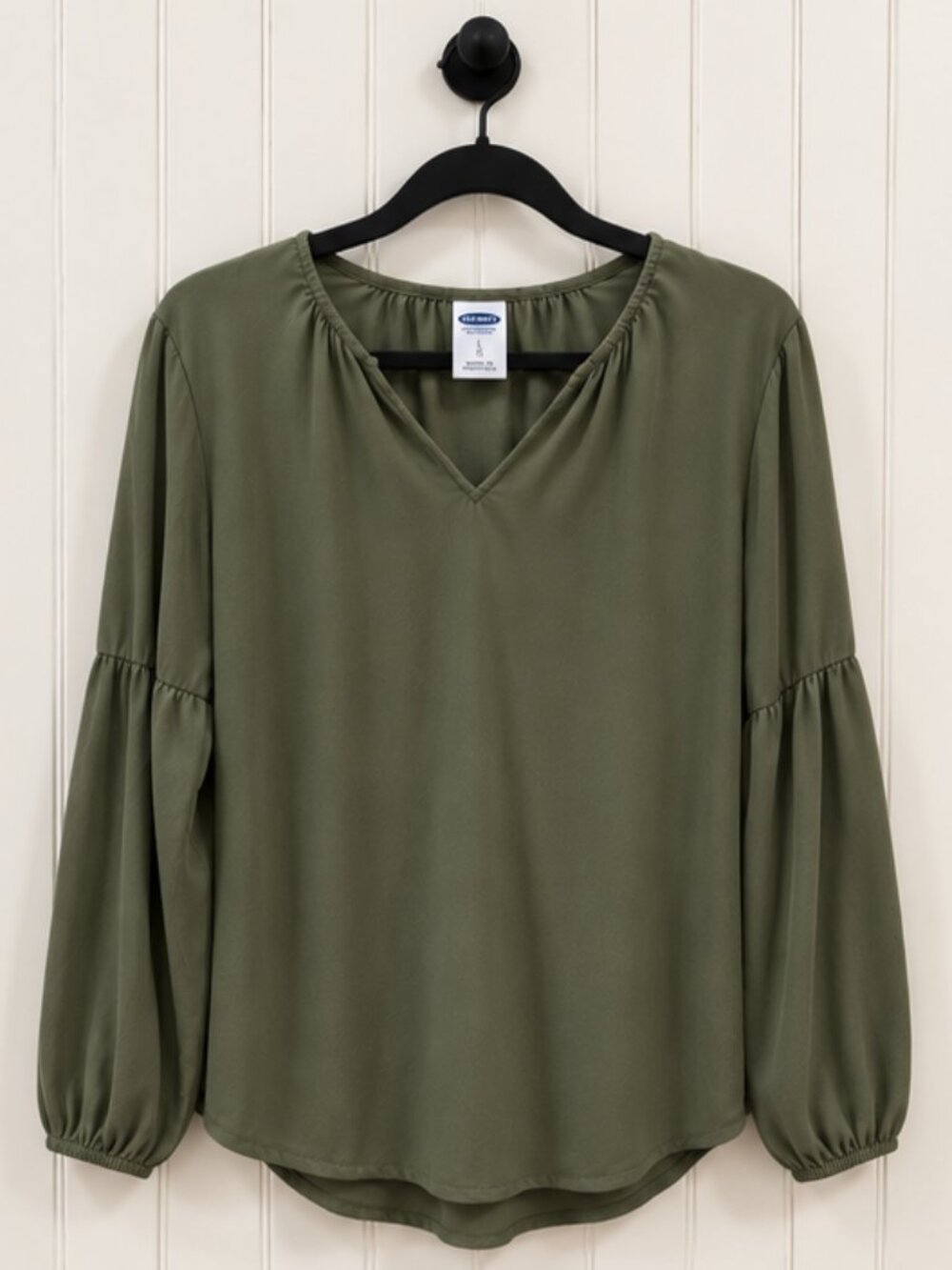 Old Navy Women’s Size Large Olive Green V-Neck Long Sleeve Peasant Blouse